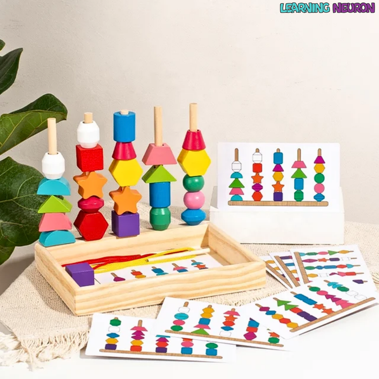 5-Column Set of Beads (Wooden Beads Sequencing and Stacking set)