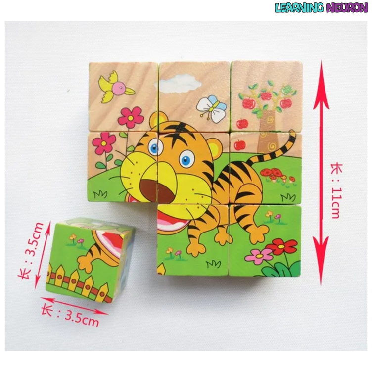 3D Zoo Animals Six Face Block Puzzle (6 in1 Jigsaw Toys)